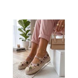 Moteriškos espadrilės su siuvinėtais gėlių motyvais