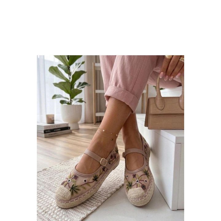 Moteriškos espadrilės su siuvinėtais gėlių motyvais
