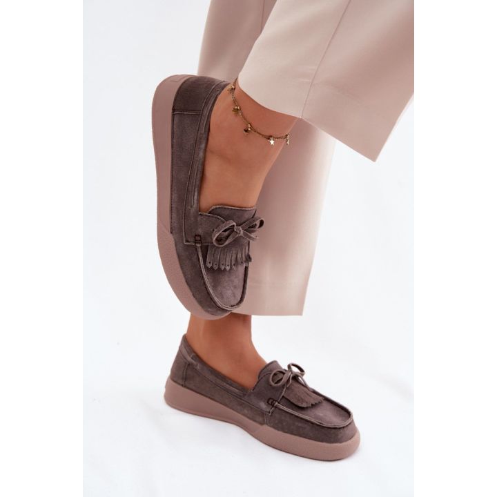 Moteriški zomšiniai mokasinai su platforma Step in style