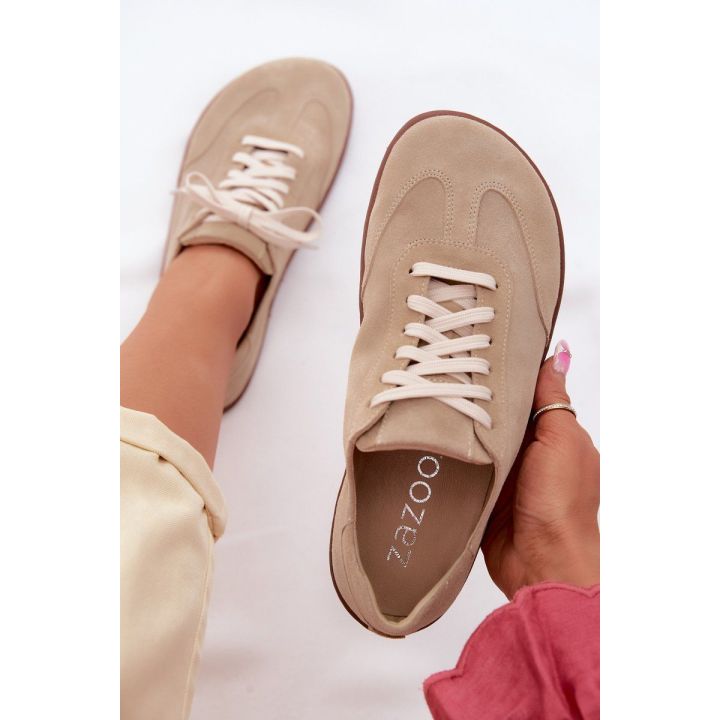 Moteriški barefoot sportiniai bateliai iš zomšos Zazoo N1243, smėlio spalvos