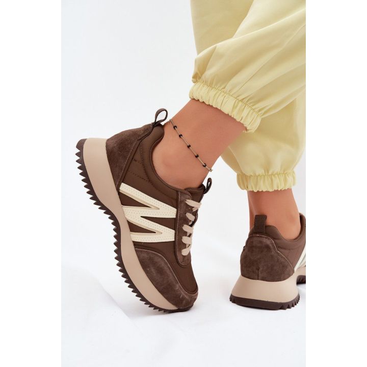 Moteriški zomšiniai sportiniai bateliai ant platformos Vinceza 41521, rudi